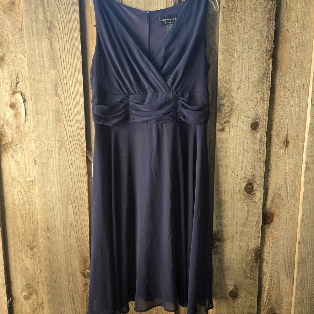 Connected Apparel Deep Blue Midi Dress